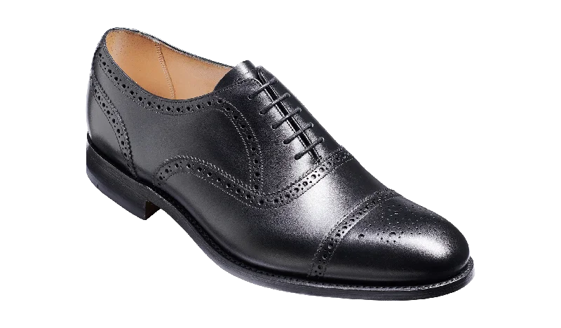 Men's Oxford shoes with a decorative inlay on the toeMirfield - Black Calf