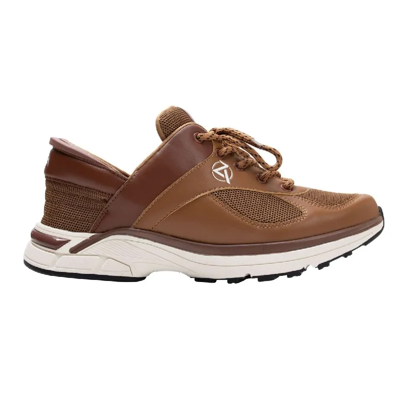 Men's Oxfords with a perforated leather strap for ventilationZeba Men's Brown Leather and Mesh Slip On