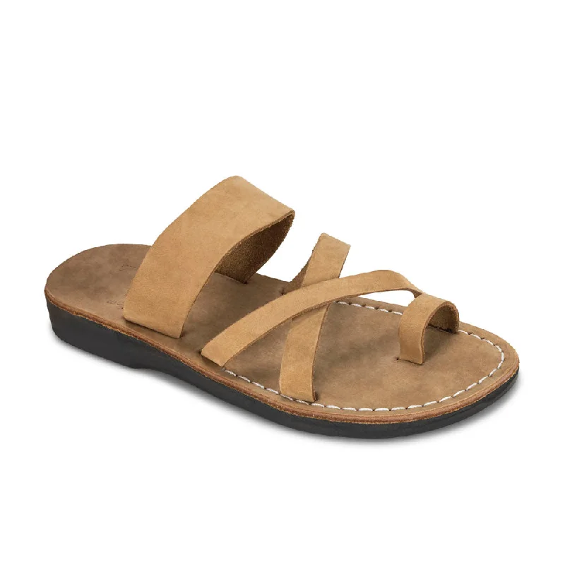 Men's leather sandals with an adjustable strapThe Good Shepherd - Leather Toe Loop Sandal | Yellow Nubuck