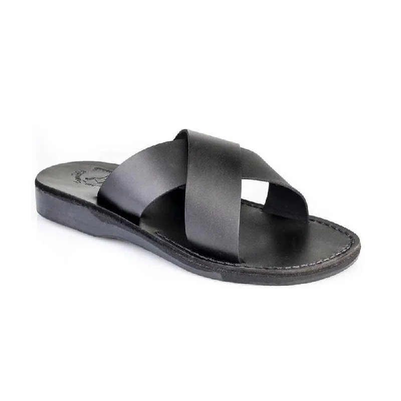 Men's sandals with a padded heelElan - Leather Slide On Sandal | Black