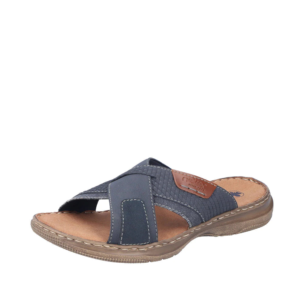 Men's sandals with a rubber sole for traction21491-14 Navy Slide