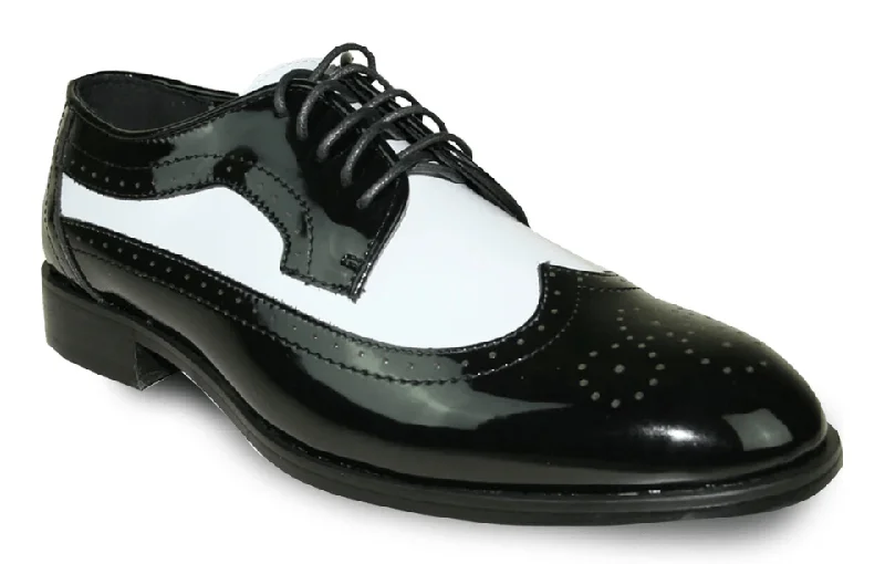 Men's Oxford shoes with a shock - absorbing insole and a leather liningBravo Jean Yves JY03 Black and White Wingtip