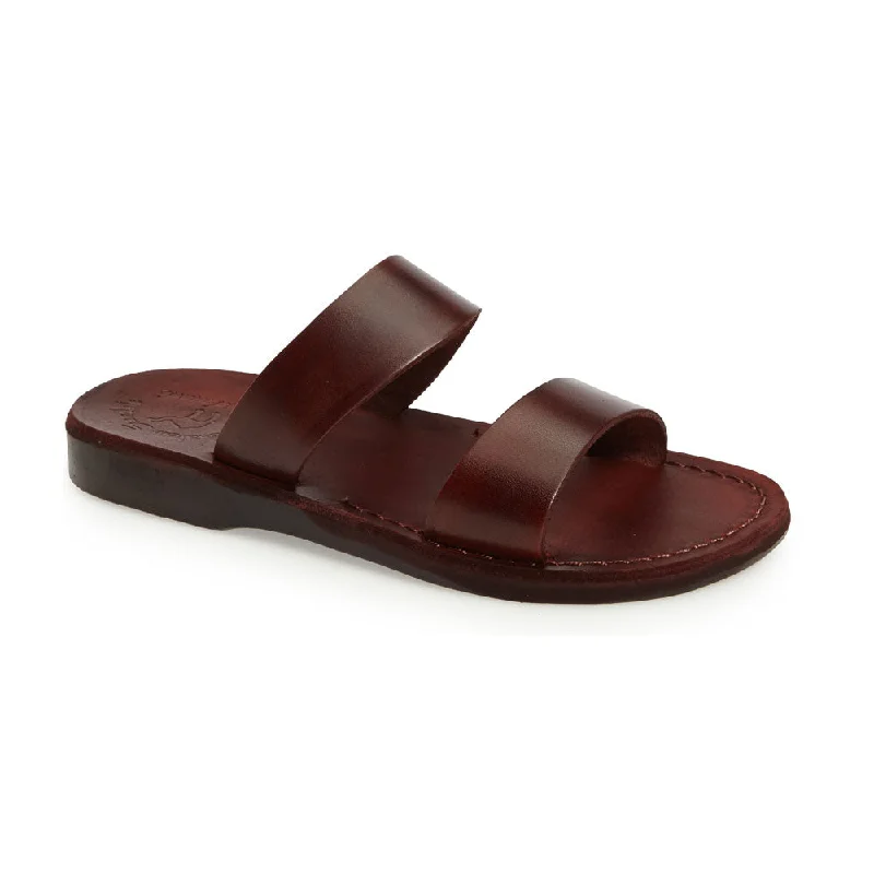 Flip - flop style men's sandals for beach wearAviv - Leather Double Strap Sandal | Brown