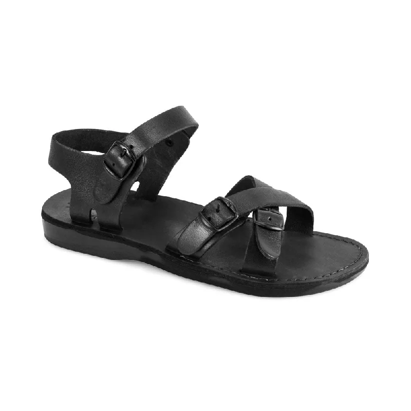 Men's sandals with a flexible sole for easy movementJames - Leather Adjustable sandal | Black