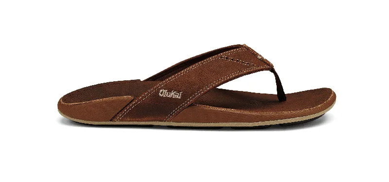 Men's sandals with a perforated leather upper for ventilationNui - Rum