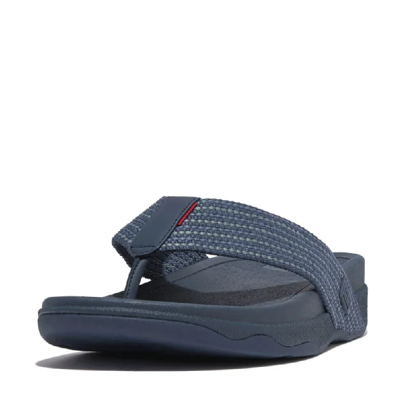 Men's sandals with a padded heelFitFlop Men's Surfer Weave Stripe Sandals - Teal Blue Mix