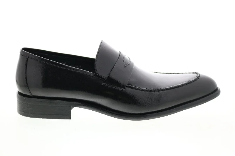 Carrucci KS479-605 Leather Penny Loafers - Black