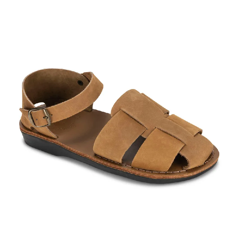 Men's sandals with a leather lining for comfortGemma - Leather Adjustable Strap Sandal | Tan Nubuck