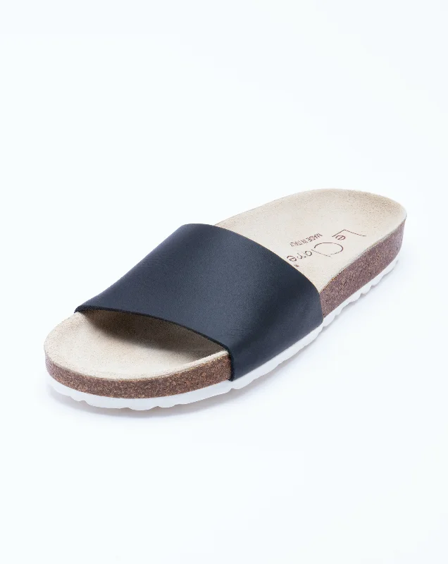 Men's sandals with a cushioned footbedMen's Iris Slide Sandal Black Leather