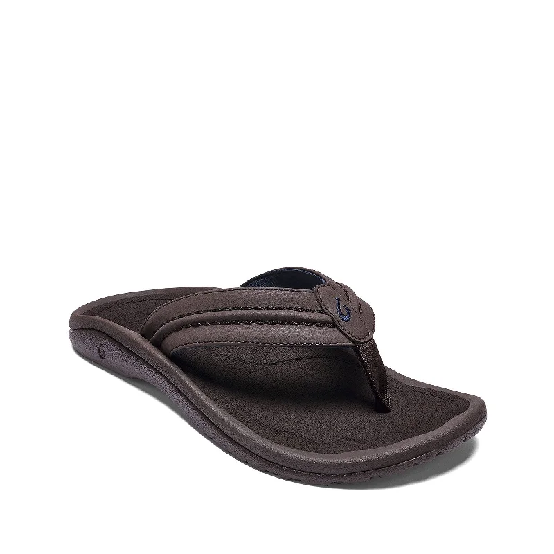 Men's sandals with a removable insole for cleaningMen's Shoes OluKai HOKUA Water Resistant Flip Flop Sandals 10161-6363 DARK WOOD