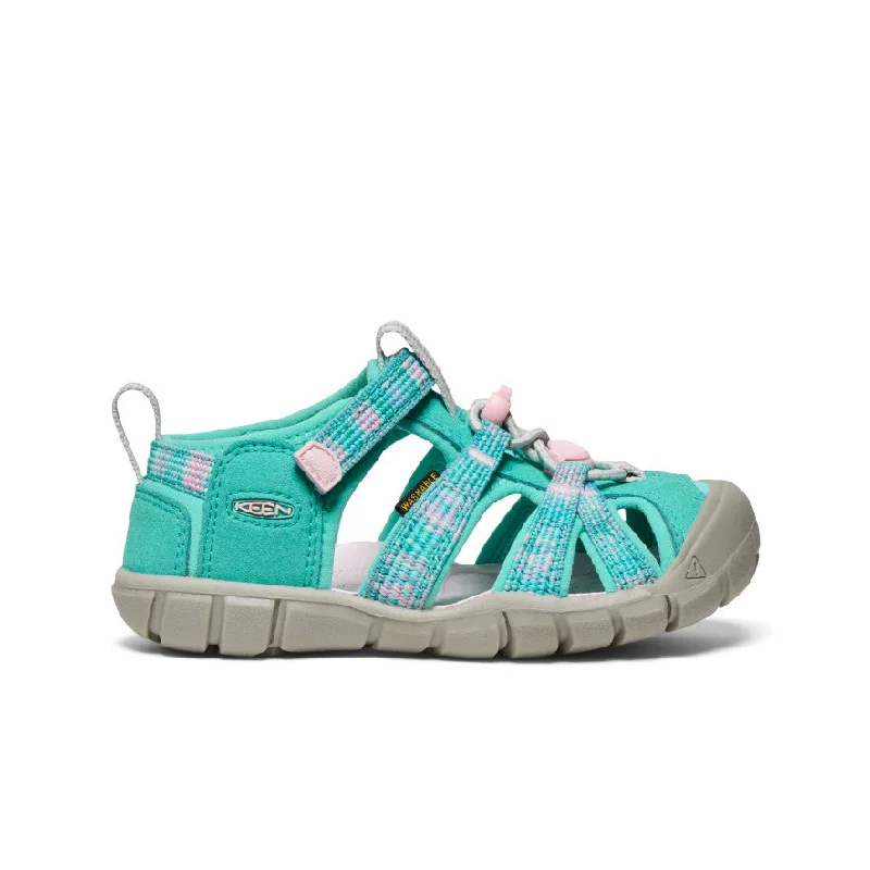 Men's sandals with a toe post designLittle Kids' Seacamp II CNX  |  Bright Aqua/Giggle Pink