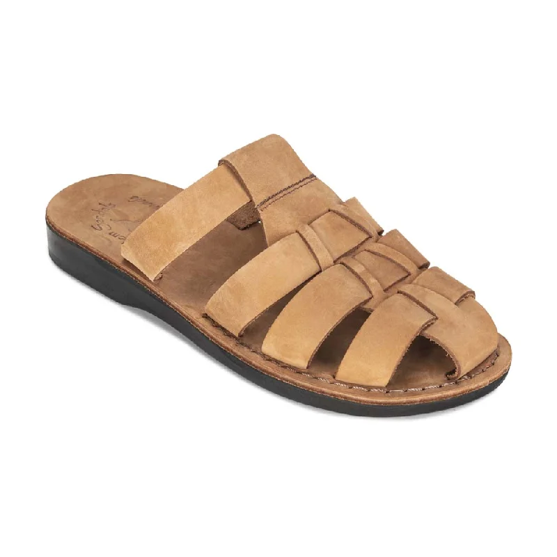 Men's sandals with a removable insole for cleaningMichael Slide - Leather Pacific Slide Sandal | Camel Brown Nubuck