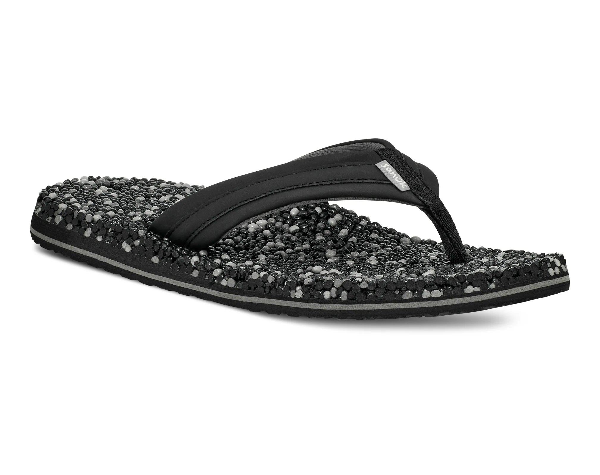 Men's sandals with a decorative buckle or charmSanuk Mens Bubblecush Sandals - Black Multi