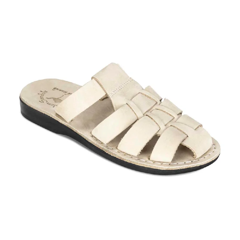 Men's sandals with a padded heelMichael Slide - Leather Pacific Slide Sandal | White Nubuck