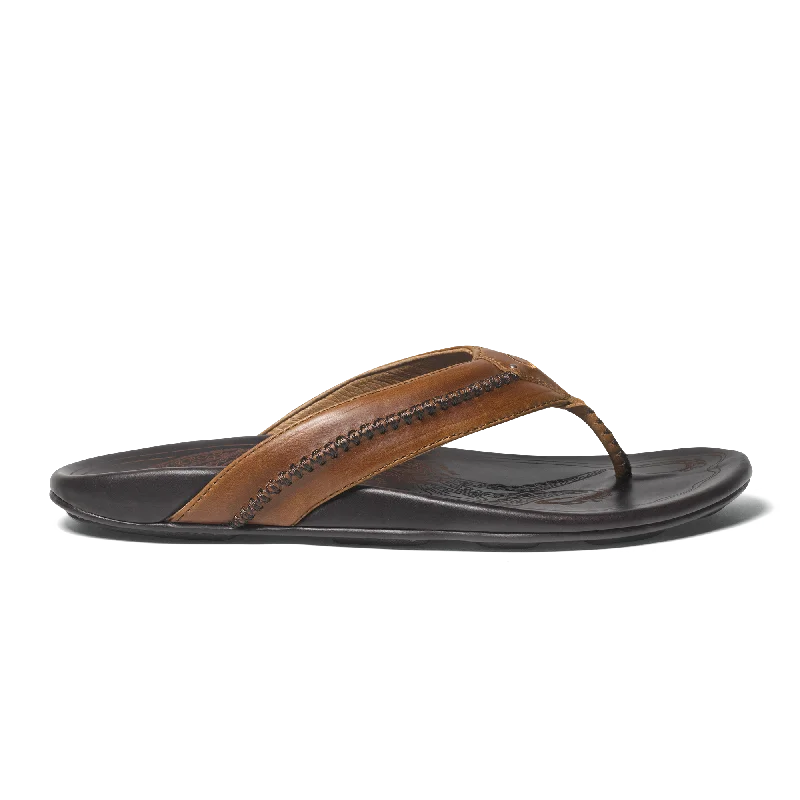 Men's sandals with a perforated leather upper for ventilationMea Ola - Tan / Dark Java