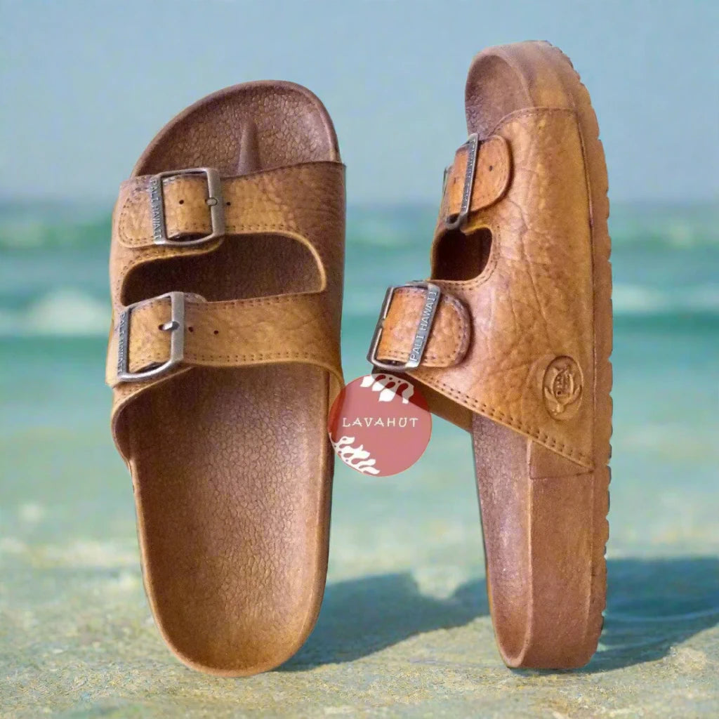 Men's sandals with a rubber sole for tractionBrown Buckle Pali Hawaii - Hawaiian Jesus Sandals