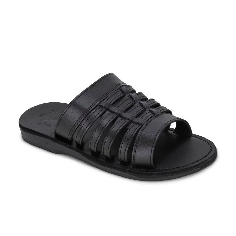 Men's sandals with a leather lining for comfortAdam - Caged Leather Slide Sandal | Black