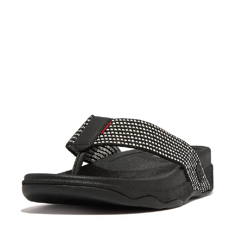 Men's sandals with a shock - absorbing insoleFitFlop Men's Surfer Weave Stripe Sandals - Black Mix