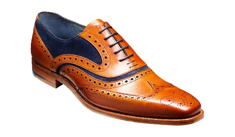 Brogue - perforated men's Oxfords for a traditional lookMcClean - Cedar Calf / Blue Suede