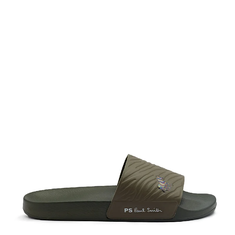 Men's sandals with a contrast stitching detailPaul Smith Nyro Zebra Logo Slides Khaki