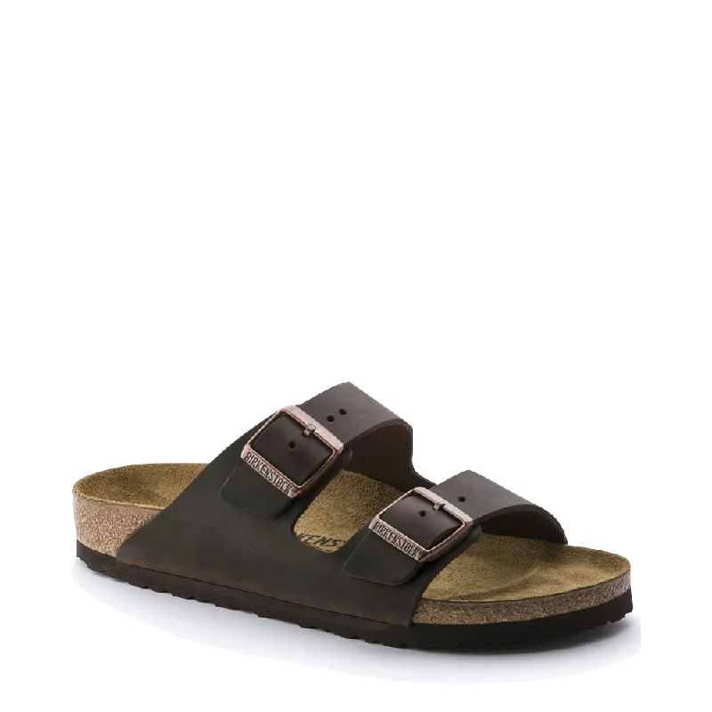 Men's sandals with a pointed toe for a stylish lookBirkenstock Arizona Oiled Leather Soft Footbed Sandal in Habana Brown